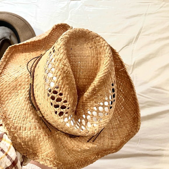 Tidal Tom Straw Cowboy Sun Hat UPF50+ Woman’s Woven Vented Western Tan,Size M/L - Picture 7 of 9